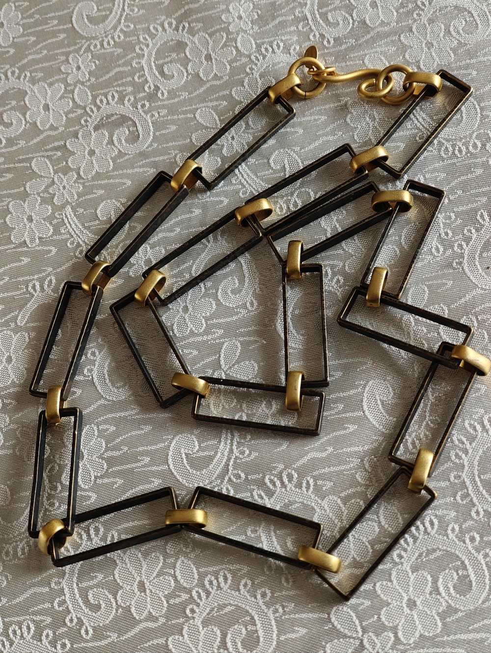Vintage Modernist Martha Sturdy Vancouver Bronze & Gold Tone Geometric Necklace